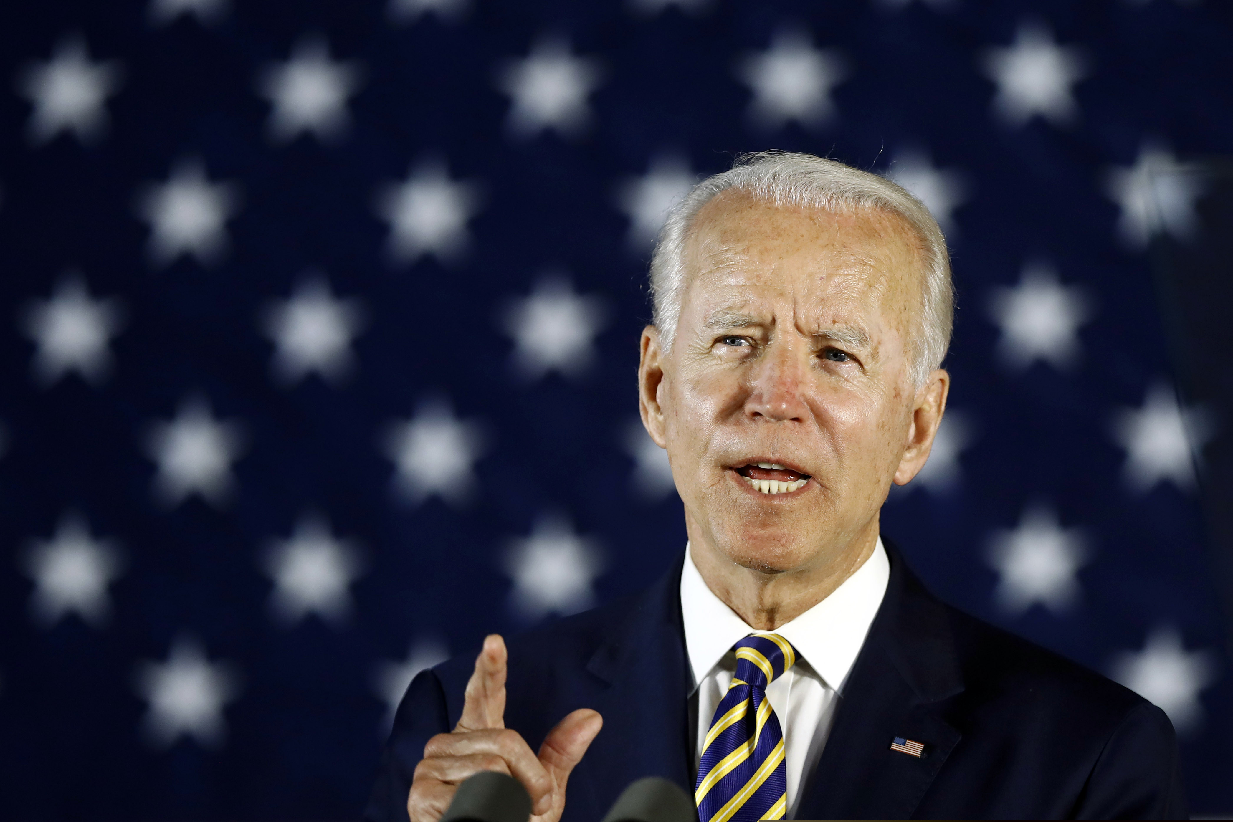 Democratic presidential candidate former Vice President Joe Biden speaks Wednesday, June 17, 2020, in Darby, Pa. (AP Photo/Matt Slocum)