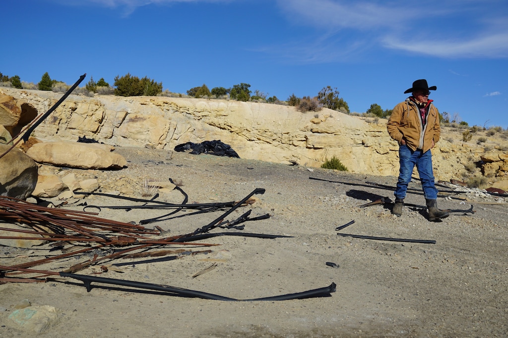 (Zak Podmore | The Salt Lake Tribune) Rancher Mike Wilcox surveys the debris left at the site of the Keystone-Wallace Copper Mill, where he worked briefly as a young man in the 1970s. Nov. 12, 2020.