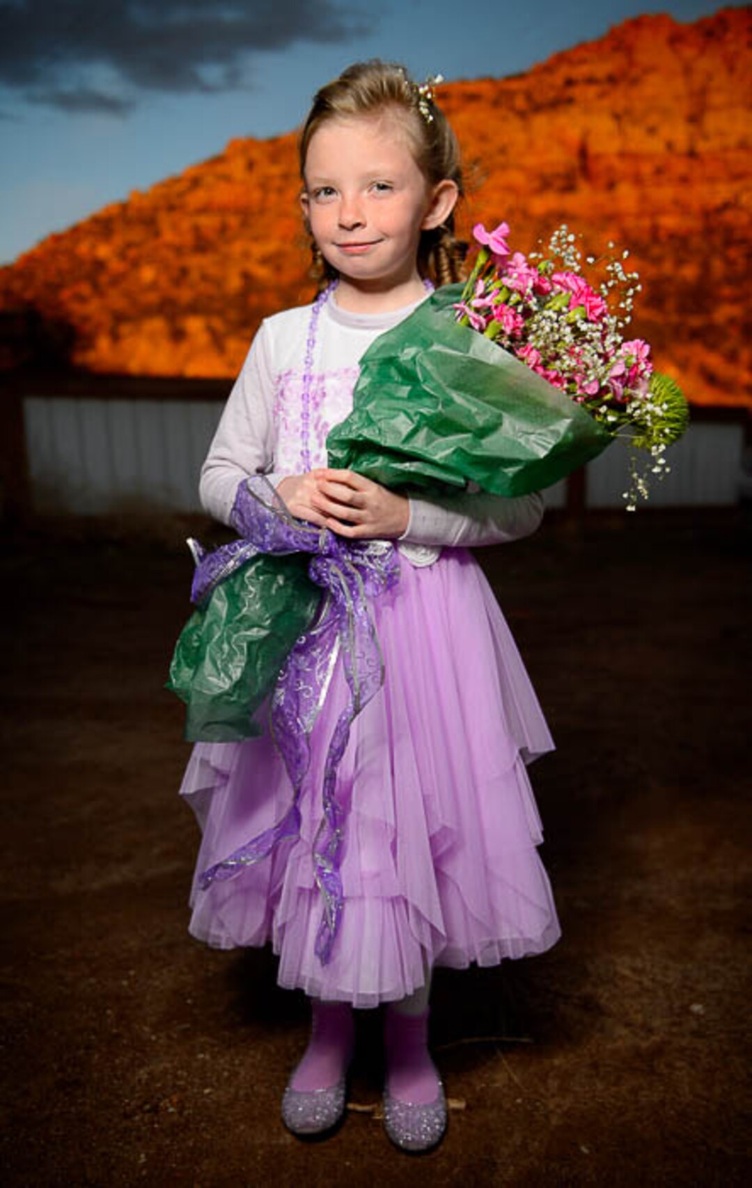 (Trent Nelson | The Salt Lake Tribune)  A princess party was thrown for several young FLDS girls in Colorado City, Ariz., Friday March 16, 2018, as a reward for reading books. Before the party, Lolly Bistline posed for a portrait.