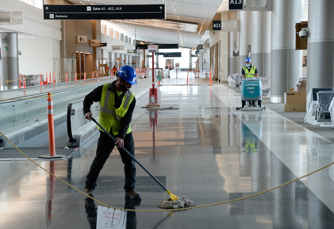 (Francisco Kjolseth  |  The Salt Lake Tribune) Crews continue their work in the first phase of construction of the Salt Lake City International Airport on Wednesday, May 20, 2020.