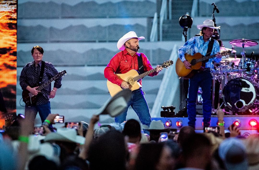 (Isaac Hale | Special to The Tribune) Garth Brooks performs with his band during a stop on their stadium tour held at Rice-Eccles Stadium in Salt Lake City on Saturday, July 17, 2021.