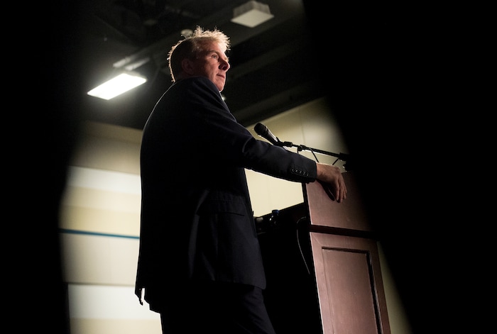 Leah Hogsten | The Salt Lake Tribune
Third District primary candidate former state Rep. Chris Herrod fields questions during The Salt Lake Tribune-Hinckley Institute of Politics debate, July 28, 2017, at the Utah Valley Convention Center in Provo. The primary will be held Aug. 15.