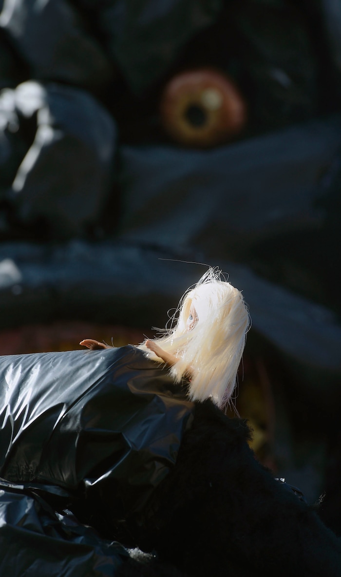 (Al Hartmann  |  The Salt Lake Tribune) 	
Ammon Smiths has outdone himself again this Halloween season dressing up his home along 900 East in Sugarhouse.   He's done something wild for the past five years.  This year it's King Kong. Poor Barbie as Fay Ray.