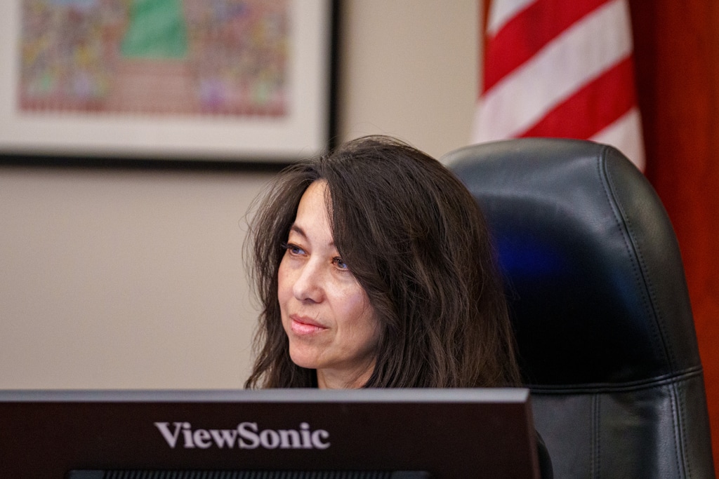 (Trent Nelson | The Salt Lake Tribune) Third District Judge Dianna Gibson holds a hearing on Utah's congressional maps in Salt Lake City on Friday, Aug. 29, 2025.