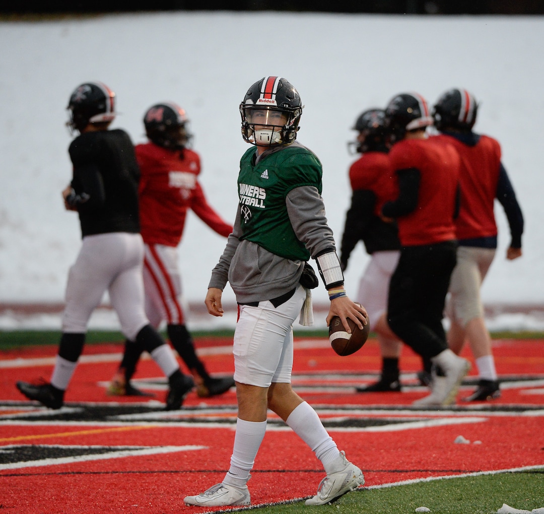 (Francisco Kjolseth | The Salt Lake Tribune)  Park City quarterback Jack Skidmore prepares for the team's upcoming 4A Championship game on Wednesday, Nov. 20, 2019, in Park City before facing Sky View in the title game Friday. If they win, it would be the first football title for the school. They have played in five championship games before this year, with the last one taking place in 2001.