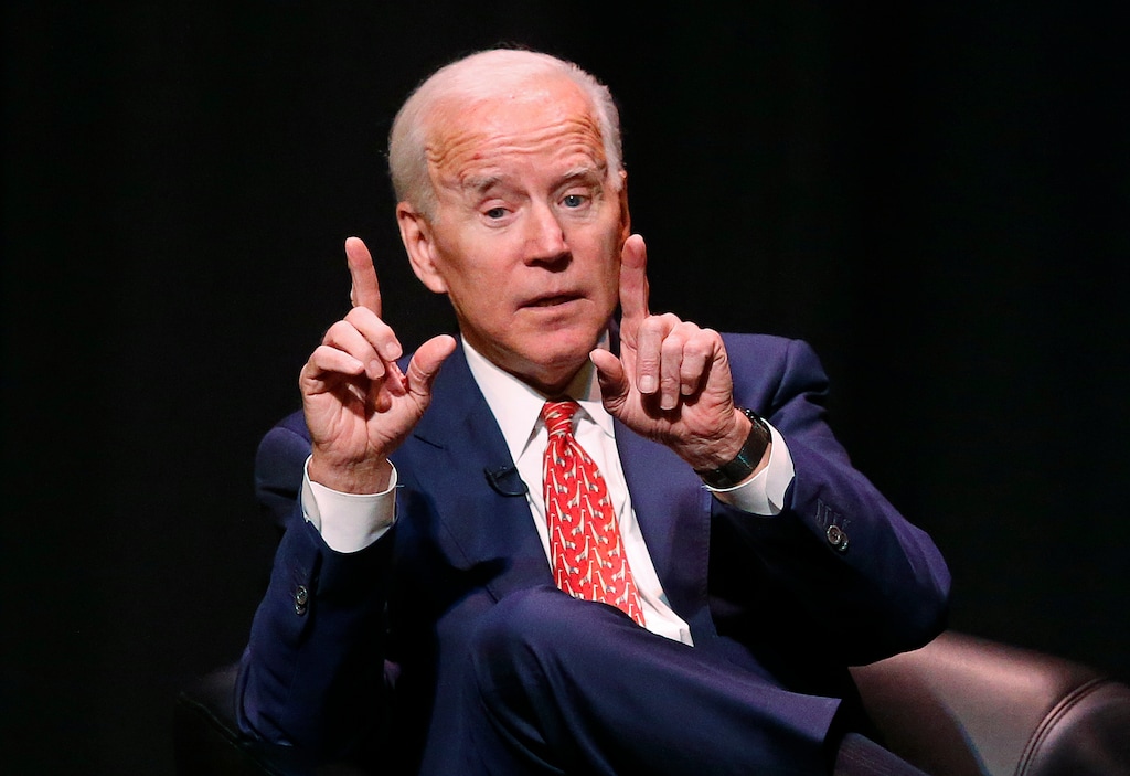 FILE - In this Dec. 13, 2018, file photo, former Vice President Joe Biden speaks at the University of Utah Thursday Dec. 13, 2018, in Salt Lake City. A year defined by the political power of women is ending with men enjoying much of the attention. Outgoing Texas Rep. Beto O’Rourke, former Vice President Joe Biden and Vermont Sen. Bernie Sanders have emerged as early favorites in the opening phase of the 2020 campaign. (AP Photo/Rick Bowmer, file)