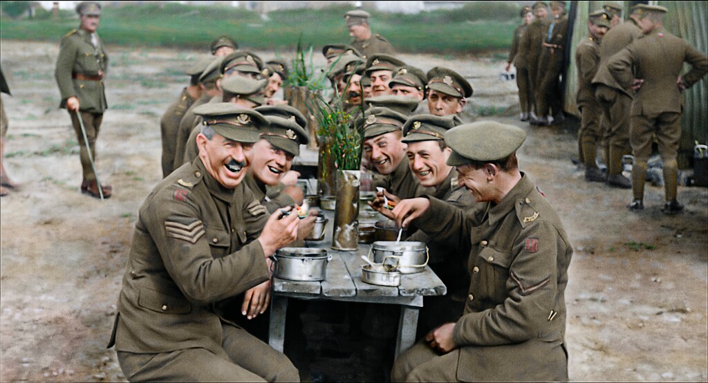 (Warner Bros. Entertainment via Associated Press) A scene from the World War I documentary "They Shall Not Grow Old," directed by Peter Jackson. Jackson altered frame rates, colorized and turned 3D the vintage footage, even employing lip readers to capture dialogue.
