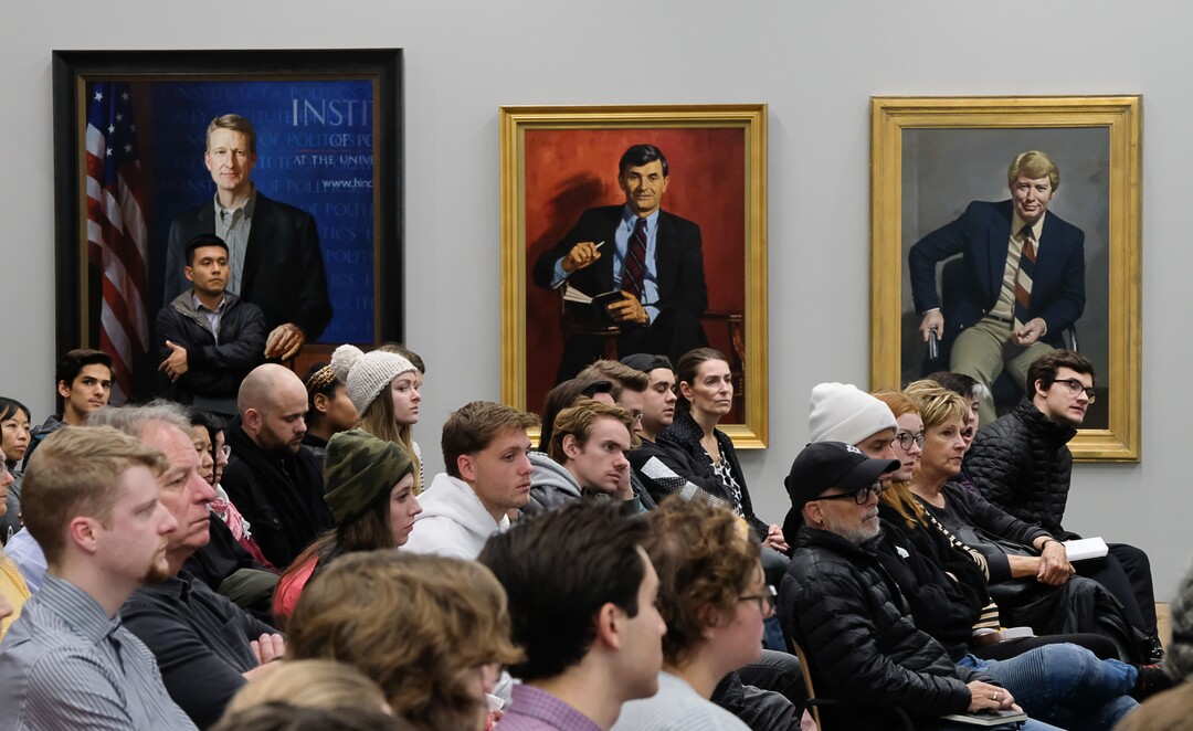 (Francisco Kjolseth  |  The Salt Lake Tribune)  People listen in as former Utah Governor and Ambassador Jon Huntsman speaks at the Hinckley Institute of Politics on the University of Utah campus on Thursday, Dec. 5, 2019, to discuss his long career in public service spanning from Utah's Governor's Mansion to Chinese and Russian ambassadorships and examine the increasing significance Utah plays in our globalized world.