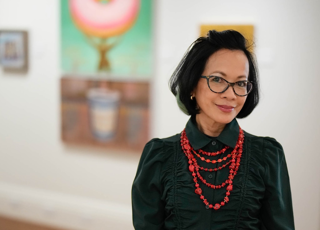 (Francisco Kjolseth  |  The Salt Lake Tribune) Utah Valley University President Astrid Tuminez poses for a portrait on Thursday, Dec. 21, 2023, during a visit to the UVU Museum of Art.
