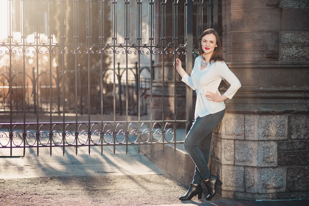 Jenna Carson, shown at the Old South Church in Boston, is the first Latter-day Saint chaplain in the federal prison system.