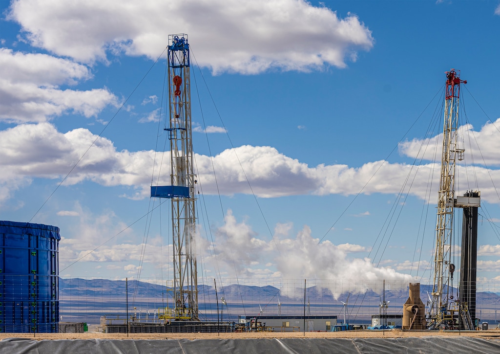 (Eric Larson | Flash Point, SLC) Steam rising during April 2024 experiments at the Utah FORGE site. The successful test was another step toward realizing the commercial viability of geothermal energy, the lab said.