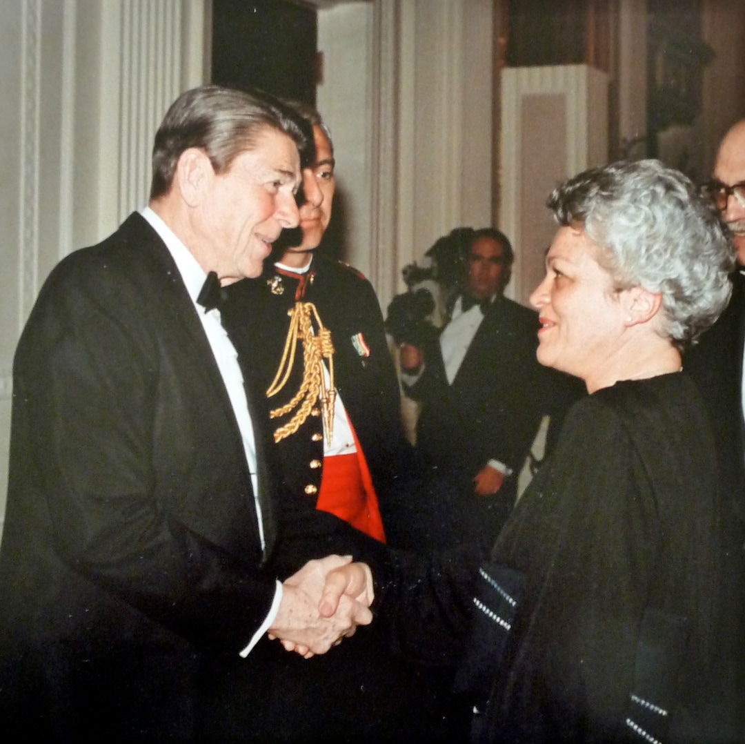 (photo courtesy Ron Fox) Norma Matheson shakes hands with President Ronald Reagan.