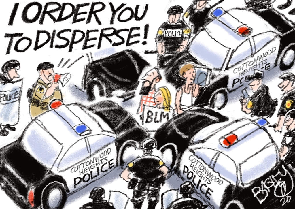 (Pat Bagley | The Salt Lake Tribune) This cartoon, titled "Cottonwood Heights Lows," appears in The Salt Lake Tribune on Wednesday, Aug. 5, 2020.