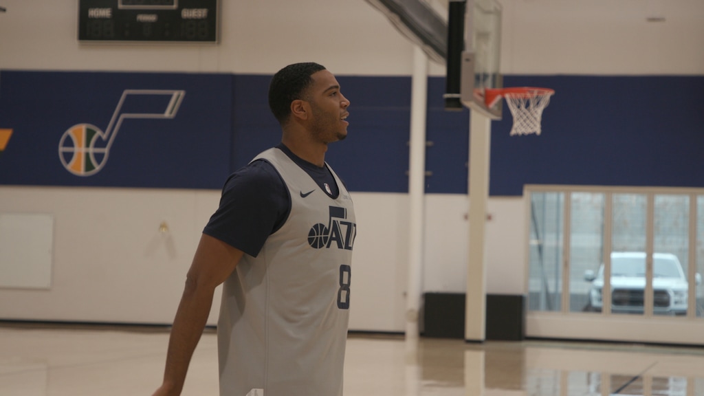 (Photo courtesy of Utah Jazz) Guard Shaquille Harrison participates in a Utah Jazz practice on Friday, Dec. 11, 2020. The defensive specialist is recovering from a broken hand, but anticipates he'll be ready to roll soon.