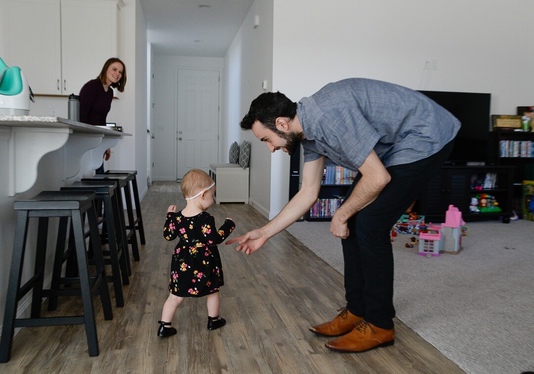 (Francisco Kjolseth  |  The Salt Lake Tribune)  Jeremy and Ember Ulrich spend time with their daughter Jemma, 1, at their home in Lehi after moving from Pleasant Grove last October because they could get more house for their money there, and it's closer to Jeremy's job at Adobe in Lehi.