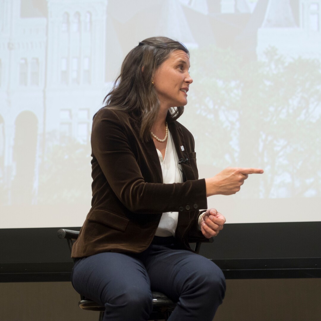 (Jeremy Harmon  |  The Salt Lake Tribune) Salt Lake mayoral candidate Erin Mendenhall makes a point during a debate with Luz Escamilla on Monday, Oct. 14, 2019.