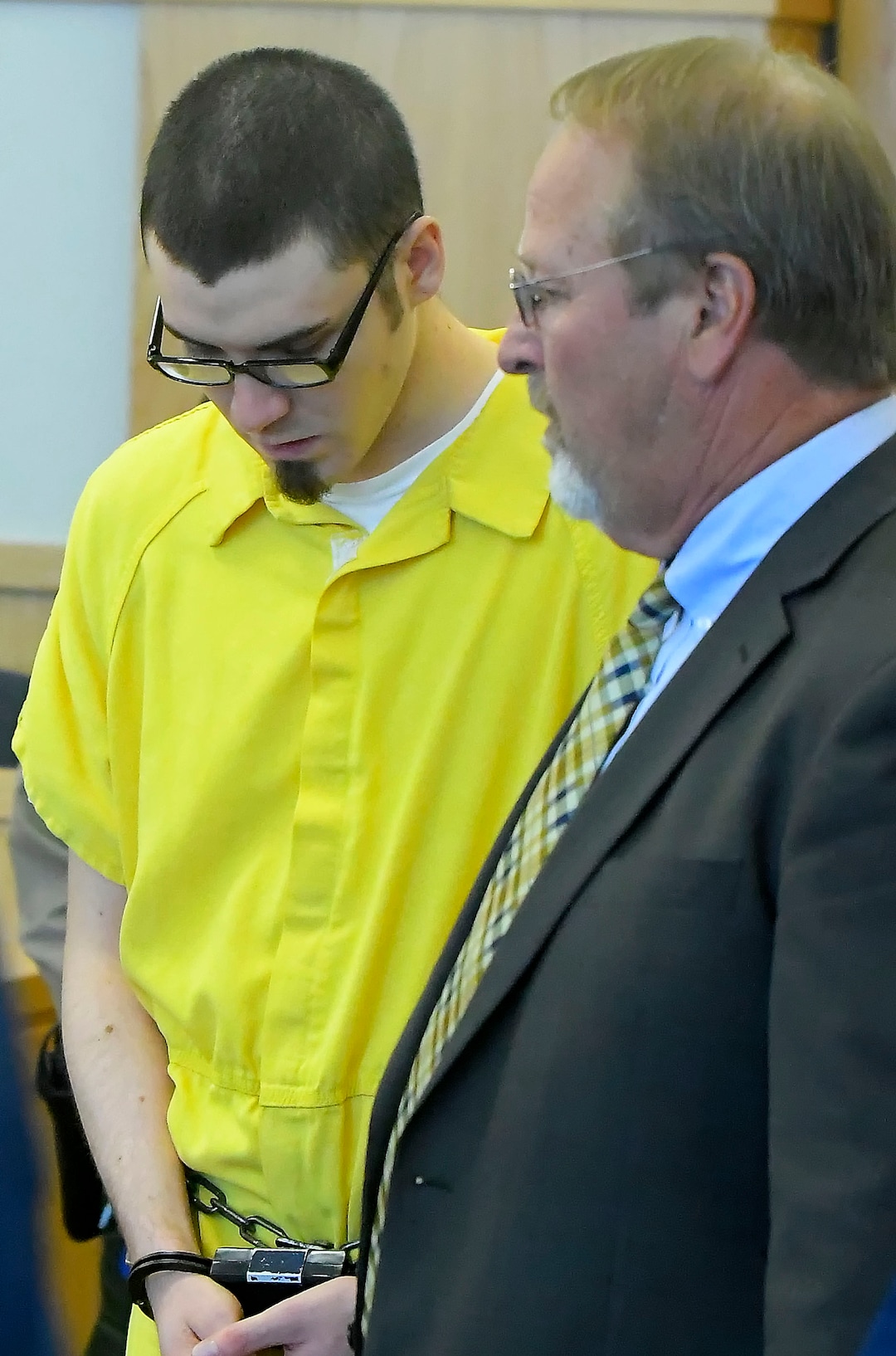 (Eli Lucero  |  Herald Journal) Alex Whipple, left, appears in 1st District Court with his lawyer Shannon Demler, for his sentencing hearing on Tuesday in Logan. Whipple was sentenced to life without the possibility of parole for murdering his niece Lizzy Shelley. 