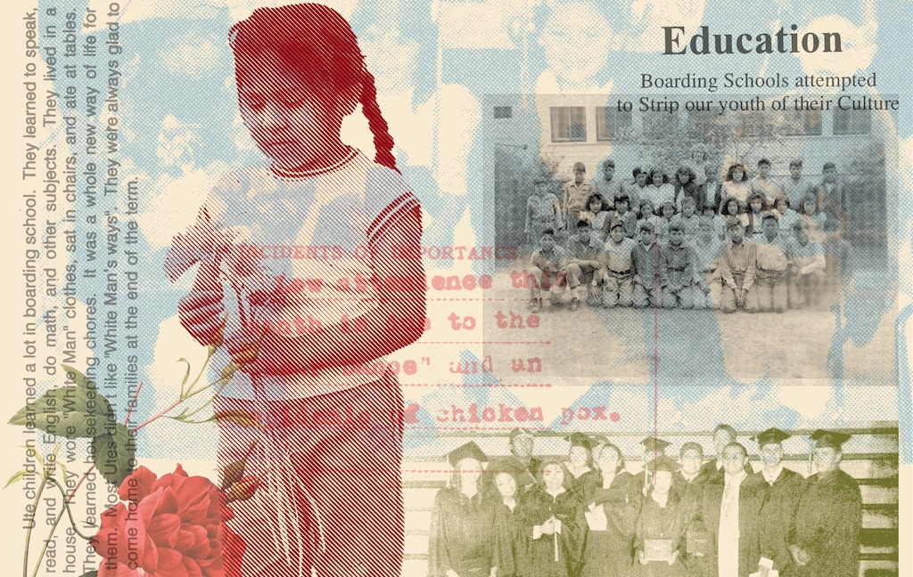 (Keith Secola Jr. | Special to The Tribune) Ute artist Keith Secola Jr. created this collage representing the tribe's history and aspirations in education. Secola is the grandson of noted Ute leader Francis McKinley.