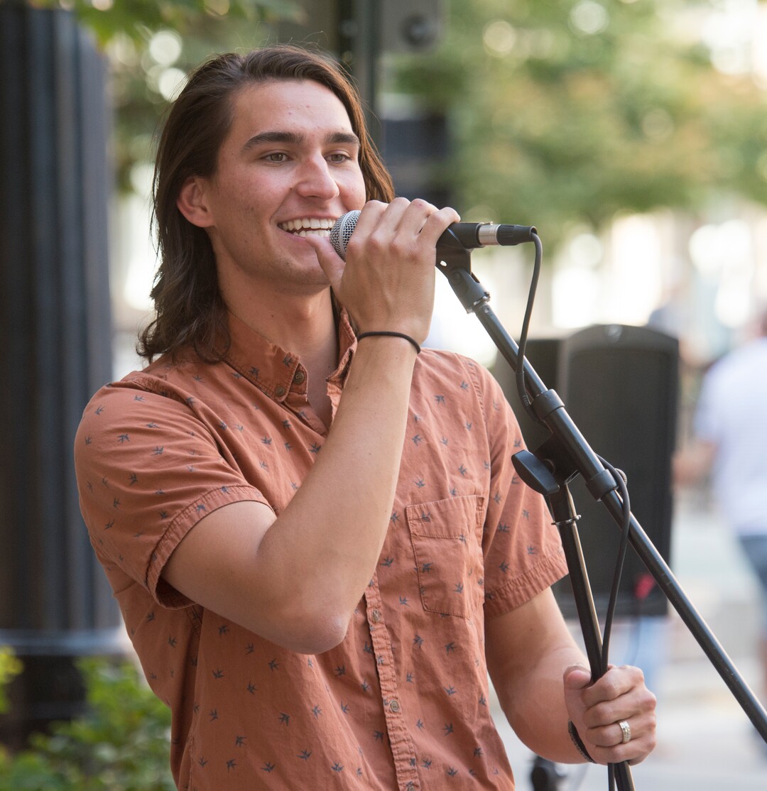 (Rick Egan  |  The Salt Lake Tribune)   Dallin Mcallister performs on Main Street in Salt Lake City.  The first Salt Lake Busker Festival is set for Aug. 24 on Regent Street, bringing together street musicians, magicians, jugglers and other performers. Thursday, Aug. 16, 2018.