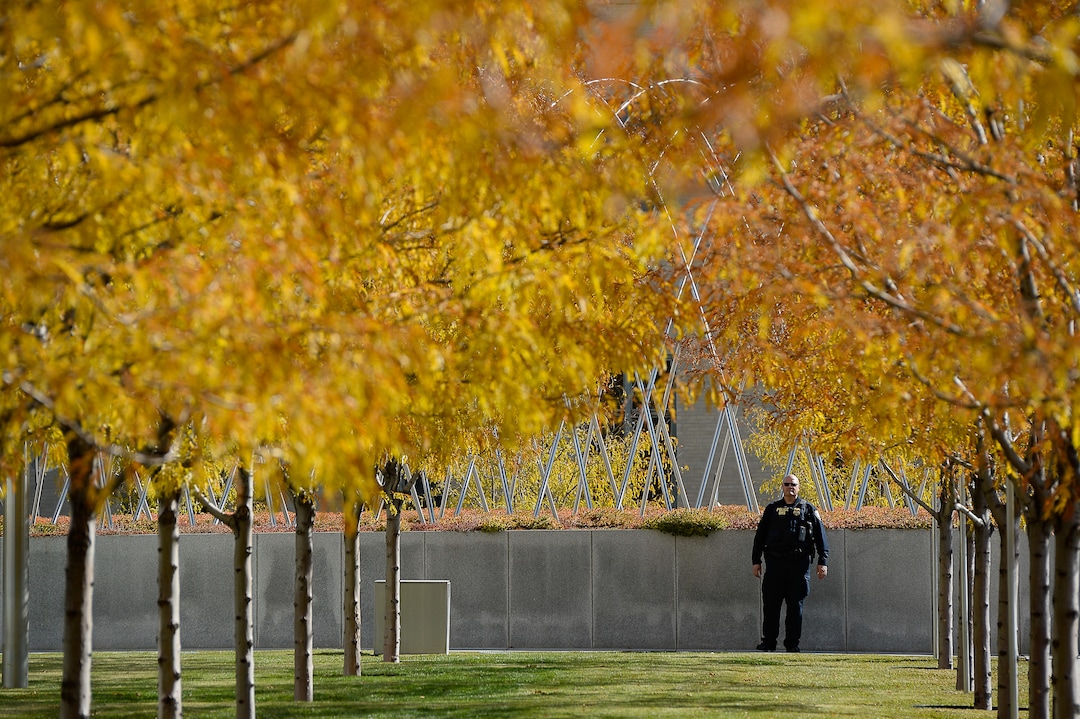 (Francisco Kjolseth  |  The Salt Lake Tribune)  Homeland security officers keep an eye on things as supporters of convicted fraudster Rick Koerber gather ahead of his court sentencing in Salt Lake City at the Federal Courthouse on Tuesday, Oct. 15, 2019, ending a nearly two decade white collar crime saga.
