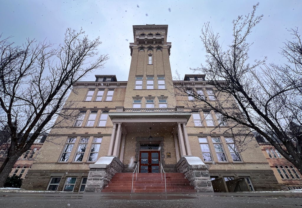 (Bethany Baker | The Salt Lake Tribune) The Old Main building at Utah State University in Logan on Saturday, Feb. 8, 2025. During her tenure, President Elizabeth "Betsy" Cantwell significantly remodeled her office in the building, amounting to $245,891 before security upgrades, which cost an additional $33,603, records show.