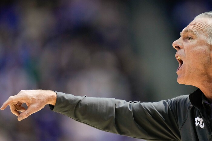 (Francisco Kjolseth | The Salt Lake Tribune) TCU Horned Frogs coach Jamie Dixon during an NCAA college basketball game against TCU Saturday, March 2, 2024, in Provo, Utah.