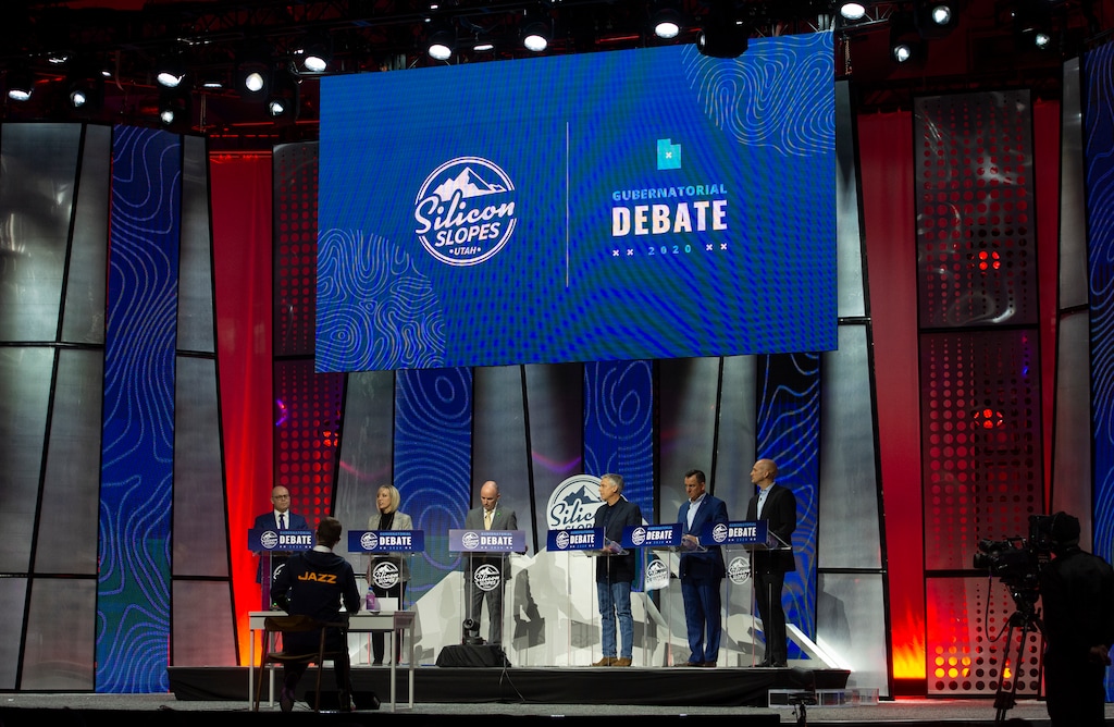 (Rick Egan  |  Tribune file photo)   Utah gubernatorial candidates meet for a debate at the 2020 Silicon Slopes Tech Summit convention, at the Salt Palace Convention Center, Friday, Jan. 31, 2020.