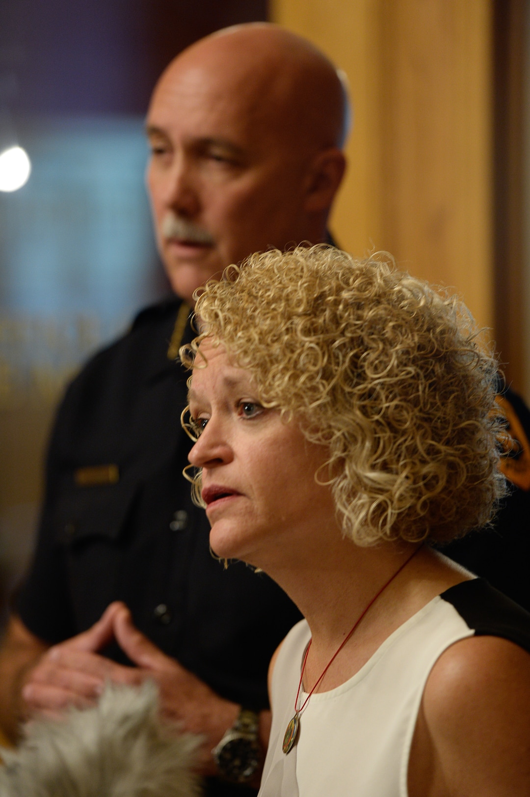 (Francisco Kjolseth  |  The Salt Lake Tribune)  Salt Lake City's Police Chief Mike Brown and Mayor Jackie Biskupski hold a press conference at the City and County building on Friday, Sept. 1, 2017, to apologize for an officer handcuffing a hospital nurse for refusing a blood draw from an unconscious patient.