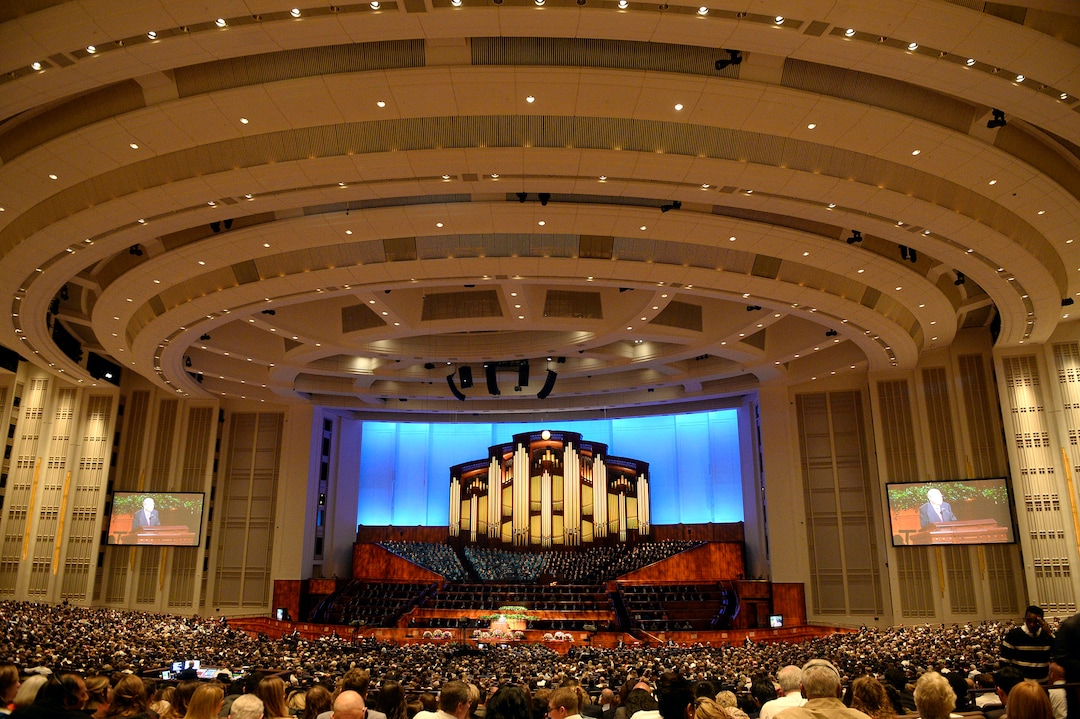 (Al Hartmann  |  The Salt Lake Tribune) 	Thousands of members of the Church of Jesus Christ of Latter Day Saints attend the Sunday afternoon session of the LDS Church’s 187th Semiannual General Conference in Salt Lake City on Sunday Oct. 1, 2017.