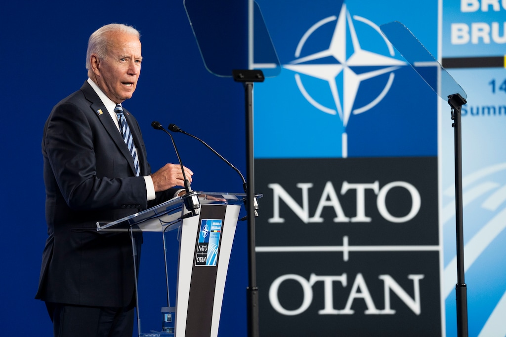 (Doug Mills | The New York Times)

President Joe Biden addresses a news conference at NATO headquarters in Brussels on Monday, June 14, 2021