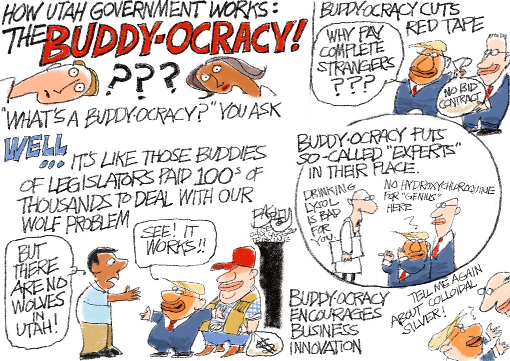 (Pat Bagley | The Salt Lake Tribune) This cartoon, titled "Good Ol’ Buddy Network," appears in The Salt Lake Tribune on Friday, May 1, 2020.