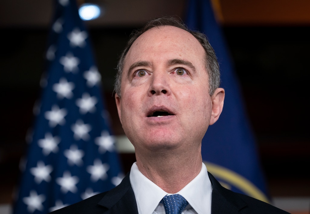 (J. Scott Applewhite | AP) House Intelligence Committee Chairman Adam Schiff, D-Calif., takes a reporter's question as Speaker of the House Nancy Pelosi, D-Calif., announces impeachment managers before sending articles of impeachment to the Senate charging President Donald Trump for abuse of power and obstruction of Congress, at the Capitol in Washington, Wednesday, Jan. 15, 2020.