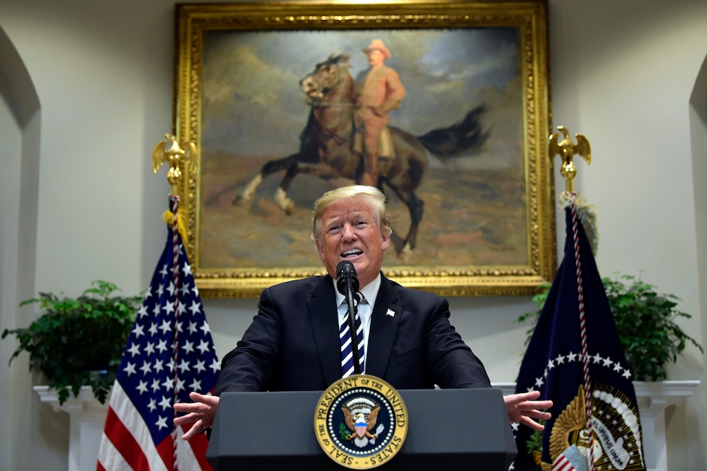 (Susan Walsh | AP Photo) President Donald Trump talks about immigration and gives an update on border security from the Roosevelt Room of the White House in Washington, Thursday, Nov. 1, 2018. Trump says asylum seekers must go to ports of entry in order to make a claim. He says he will issue an executive order next week on immigration.