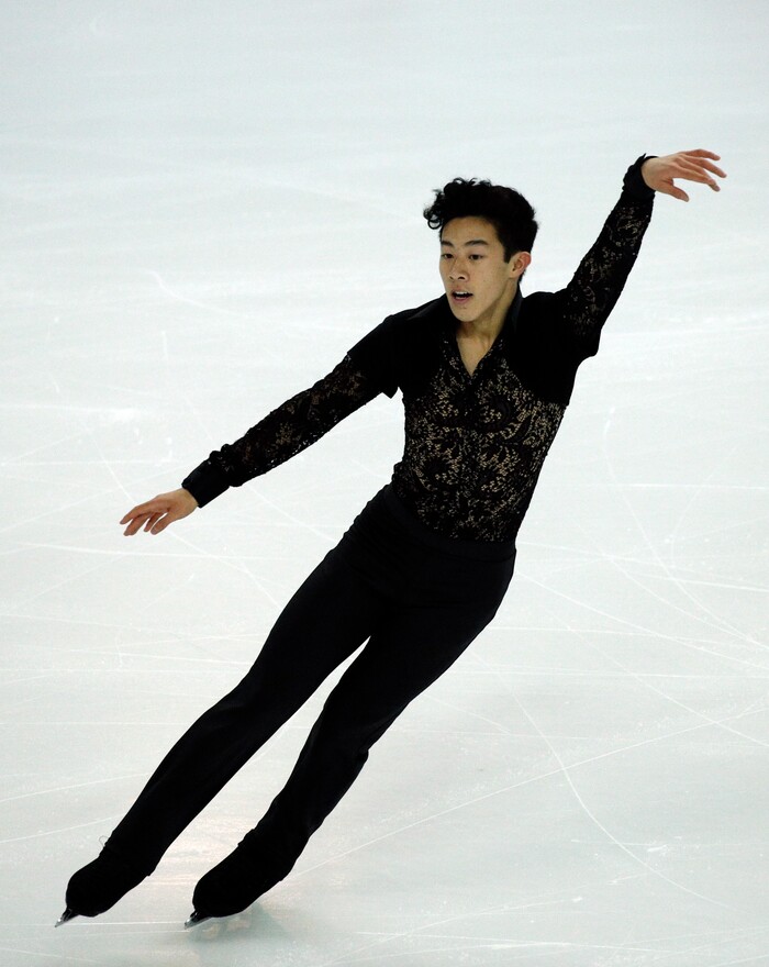 Nathan Chen of the U.S competes in the Men Short Program during ISU Grand Prix of Figure Skating Final in Marseille, southern France, Thursday, Dec. 8, 2016. (AP Photo/Christophe Ena)