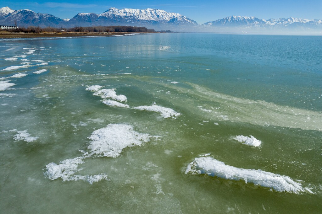 (Trent Nelson  |  The Salt Lake Tribune) The Jordan River meets Utah Lake in Saratoga Springs on Tuesday, March 1, 2022.