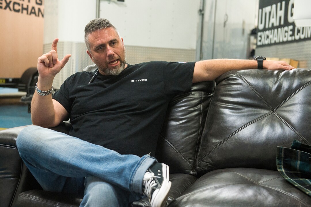 (Rick Egan  |  The Salt Lake Tribune)   Bryan Melchior, Utah Gun Exchange, talks about the new video platform they will be launching for gun enthusiasts, Friday, March 23, 2018.