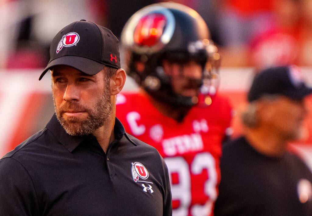 (Trent Nelson  |  The Salt Lake Tribune) Morgan Scalley as the Utah Utes host the Weber State Wildcats in Salt Lake City on Thursday, Sept. 2, 2021.