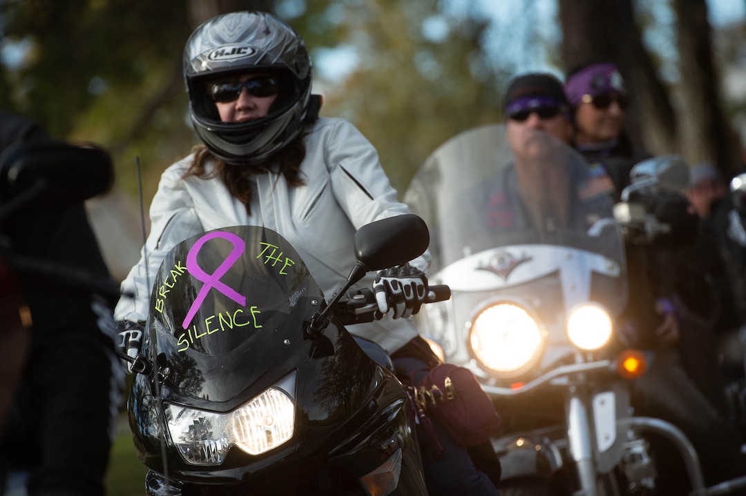 (Francisco Kjolseth  |  The Salt Lake Tribune) Bikers Against Domestic Violence show their support for the YWCA Utah as they gather at Liberty Park in Salt Lake City, on Saturday, Oct. 17, 2020, to recognize the thousands of individuals in Utah who are impacted by domestic violence each year for the Stop the Violence Utah campaign.