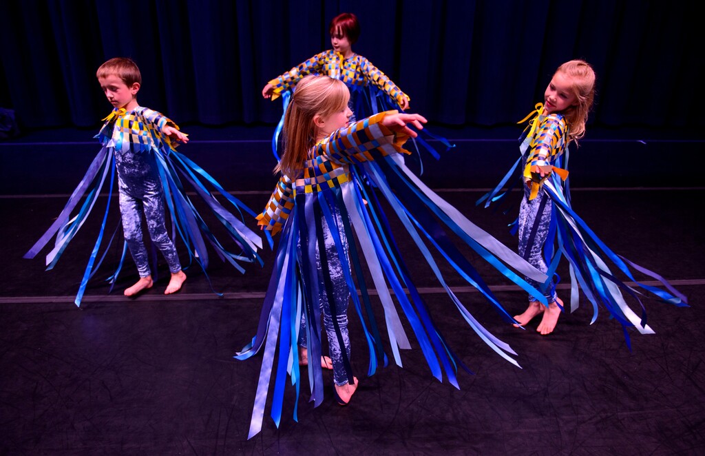 (Steve Griffin  |  The Salt Lake Tribune)  Children spin during rehearsal for "The Magic Lake" dance at the Beverley Taylor Sorenson Arts and Education Complex on the University of Utah campus in Salt Lake City Tuesday March 13, 2018.