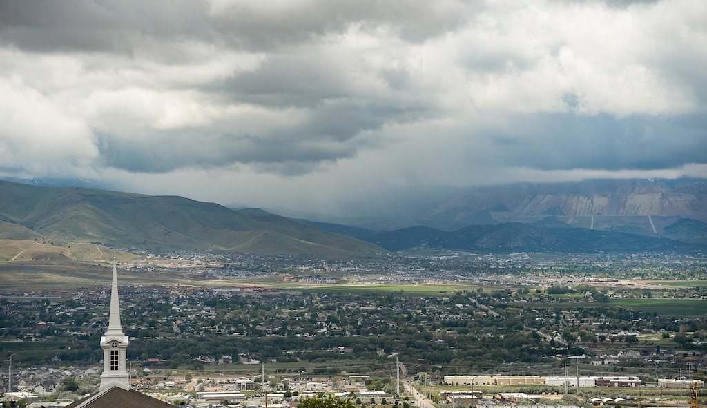 (Francisco Kjolseth | The Salt Lake Tribune) Development continues to creep up against the Oquirrh foothills along the southwest bench in Salt Lake County near Herriman on Friday, May 17, 2019. A flurry of land use planning is underway covering SLCounty's west side, as growth pressure only gets more intense and we head toward a future of wall-to-wall city.