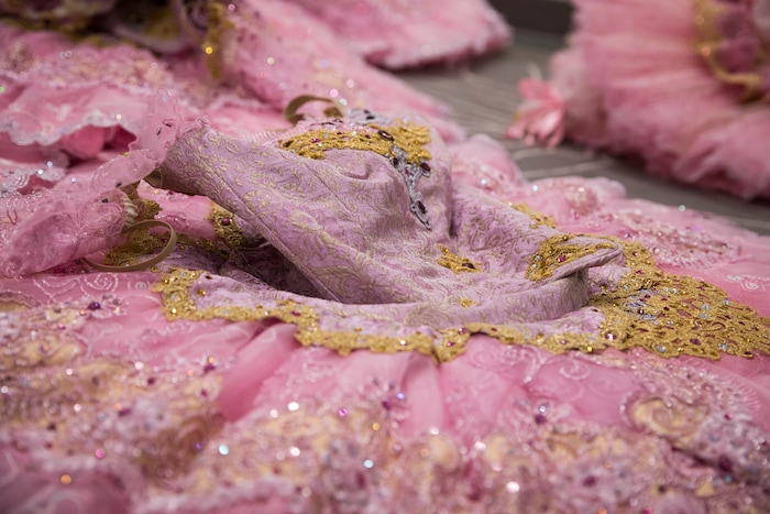 (Courtesy image by Beau Pearson) Hand-sewn Sugar Plum tutus, redesigned by David Heuvel for this year's production of "The Nutcracker," feature 16 yards of tulle and Swarovski crystals.