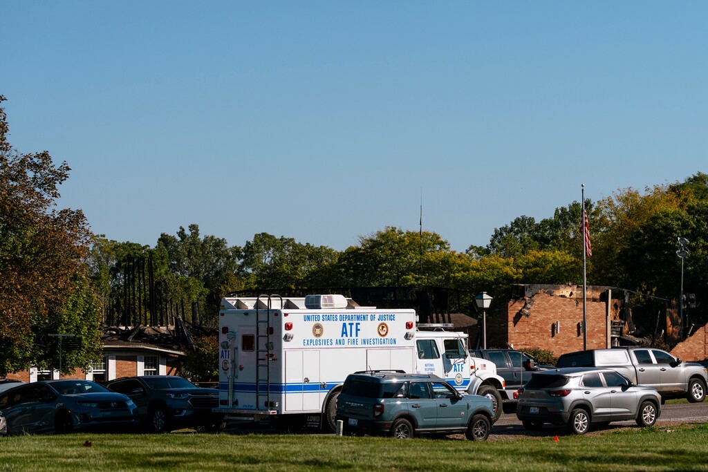 (Nick Hagen | The New York Times) A Bureau of Alcohol, Tobacco, Firearms and Explosives truck drives outside a meetinghouse of The Church of Jesus Christ of Latter-Day Saints in Grand Blanc Township, Mich., on Monday, Sept. 29, 2025. At least four people were killed after a gunman attacked the church on Sunday, the authorities said.