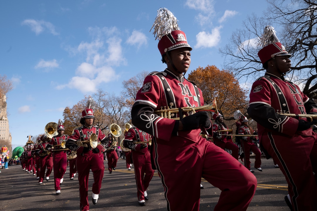 (Mark Lennihan | AP)  The Martin Luther King Jr. marching band from Lithonia, Ga. participates in the Macy's Thanksgiving Day Parade, Thursday, Nov. 28, 2019, in New York.
