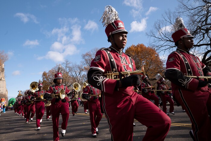 (Mark Lennihan | AP) The Martin Luther King Jr. marching band from Lithonia, Ga. participates in the Macy's Thanksgiving Day Parade, Thursday, Nov. 28, 2019, in New York.