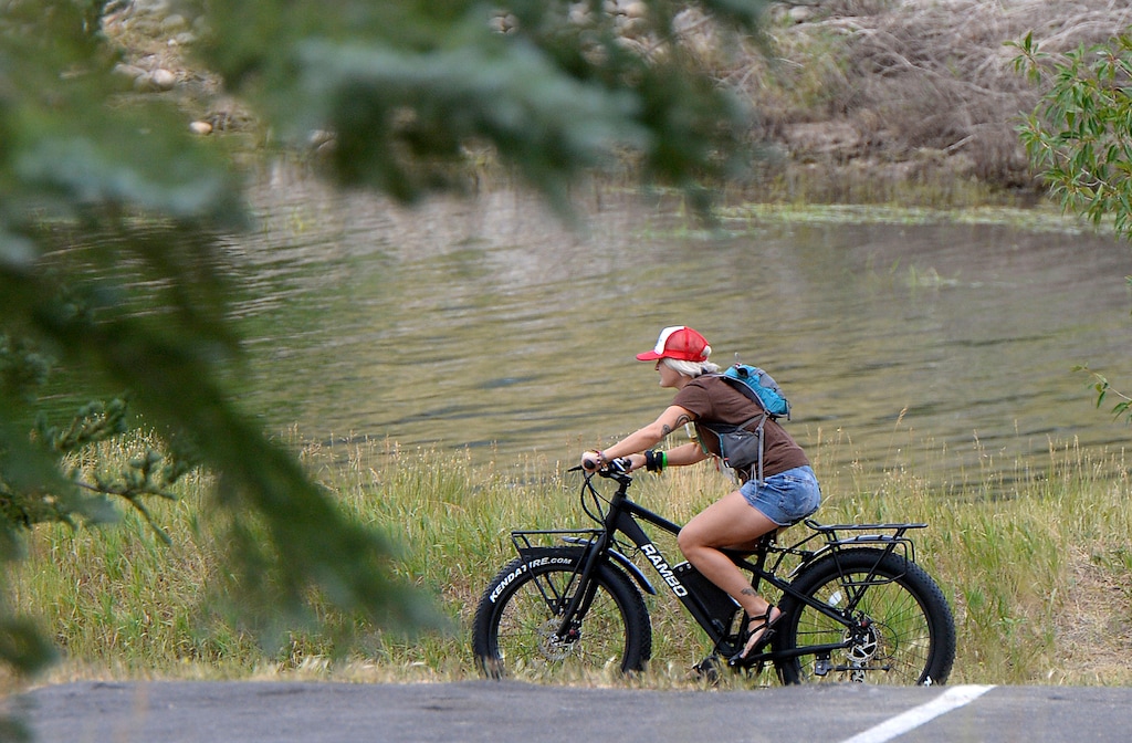 Al Hartmann  |  The Salt Lake TribuneParticipants in Outdoor Retailer tries out a Rambo fat tire motor bike at the Demonstration experience at Jordanelle  State Park Tuesday July 25.  It is the last time the event will be held in Utah.  