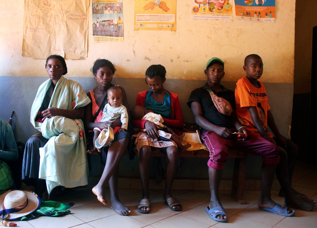 (Laetitia Bezain | The Associated Press)
In this photo taken Thursday, March 21, 2019, mothers wait to have their babies vaccinated against measles, at a healthcare center in Larintsena, Madagascar. As the island nation faces its largest measles outbreak in history and cases soar well beyond 115,000, the problem is not centered on whether to vaccinate children. Many parents would like to do so but face immense challenges including the lack of resources and information.