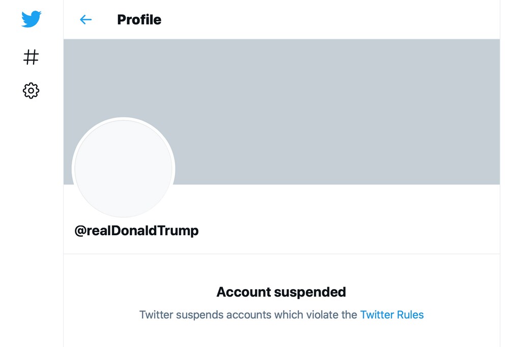 (AP Photo)

This Jan. 8 image shows the suspended Twitter account of President Donald Trump. The social media company permanently suspended Trump from its platform, citing "risk of further incitement of violence."