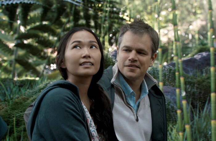 In this image released by Paramount Pictures, Hong Chau, left, and Matt Damon appear in a scene from "Downsizing." On Monday, Dec. 11, 2017, Chau was nominated for a Golden Globe for best supporting actress in a motion picture for her role in the film. The 75th Golden Globe Awards will be held on Sunday, Jan. 7, 2018 on NBC. (Paramount Pictures via AP)