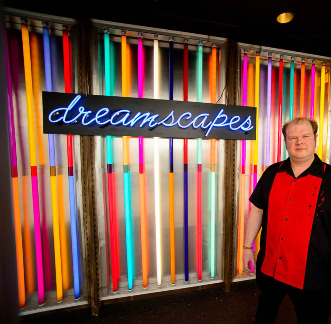 (Trent Nelson | The Salt Lake Tribune)  Derek Dyer at dreamscapes in Salt Lake City on Tuesday March 12, 2019. Dreamscapes is a project of the Utah Arts Alliance. It runs for one month from March 15 through April 15.