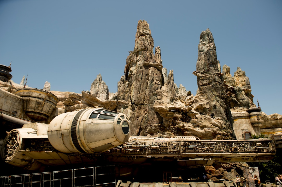 (Jeremy Harmon  |  The Salt Lake Tribune) The Millennium Falcon is docked at Black Spire Outpost at Star Wars: Galaxy's Edge in Anaheim, Ca. on Wednesday, May 29, 2019.